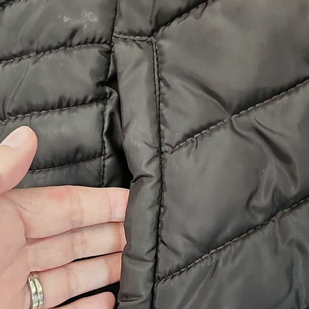 US Polo Assn Black Hooded Puffer Coat Faux Fur Lining Zippered Closure Women's L - Picture 5 of 9